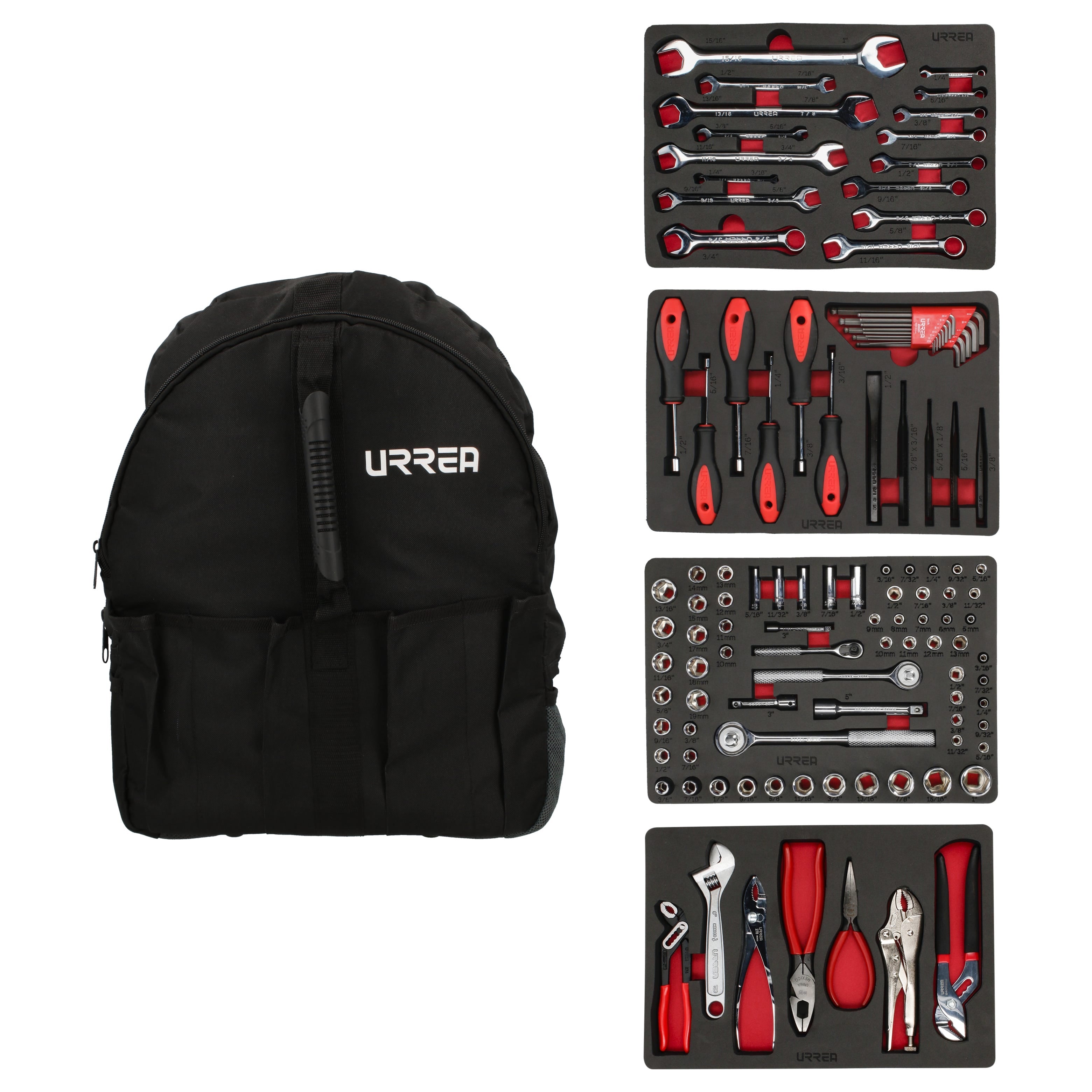 Juego combinado de herramienta para mecánico 102 piezas, con mochila Urrea JMH02 - imagen 2