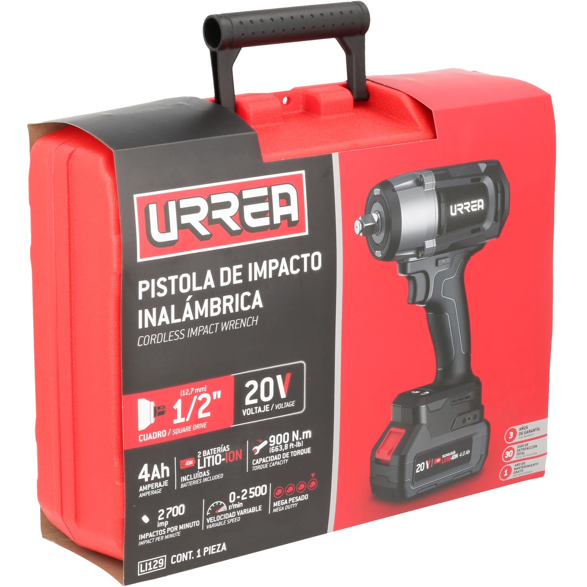 Pistola de impacto 1/2" a batería Litio-ion 20 V, 900 Nm Urrea LI129 - imagen 4