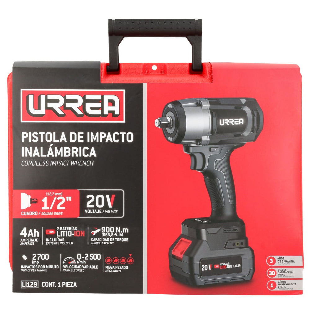 Pistola de impacto 1/2" a batería Litio-ion 20 V, 900 Nm Urrea LI129 - imagen 8
