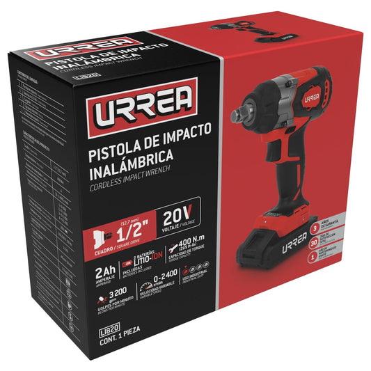 Pistola de impacto 1/2" a batería Litio-ion 20 V, 400 Nm Urrea LI820 – imagen 2