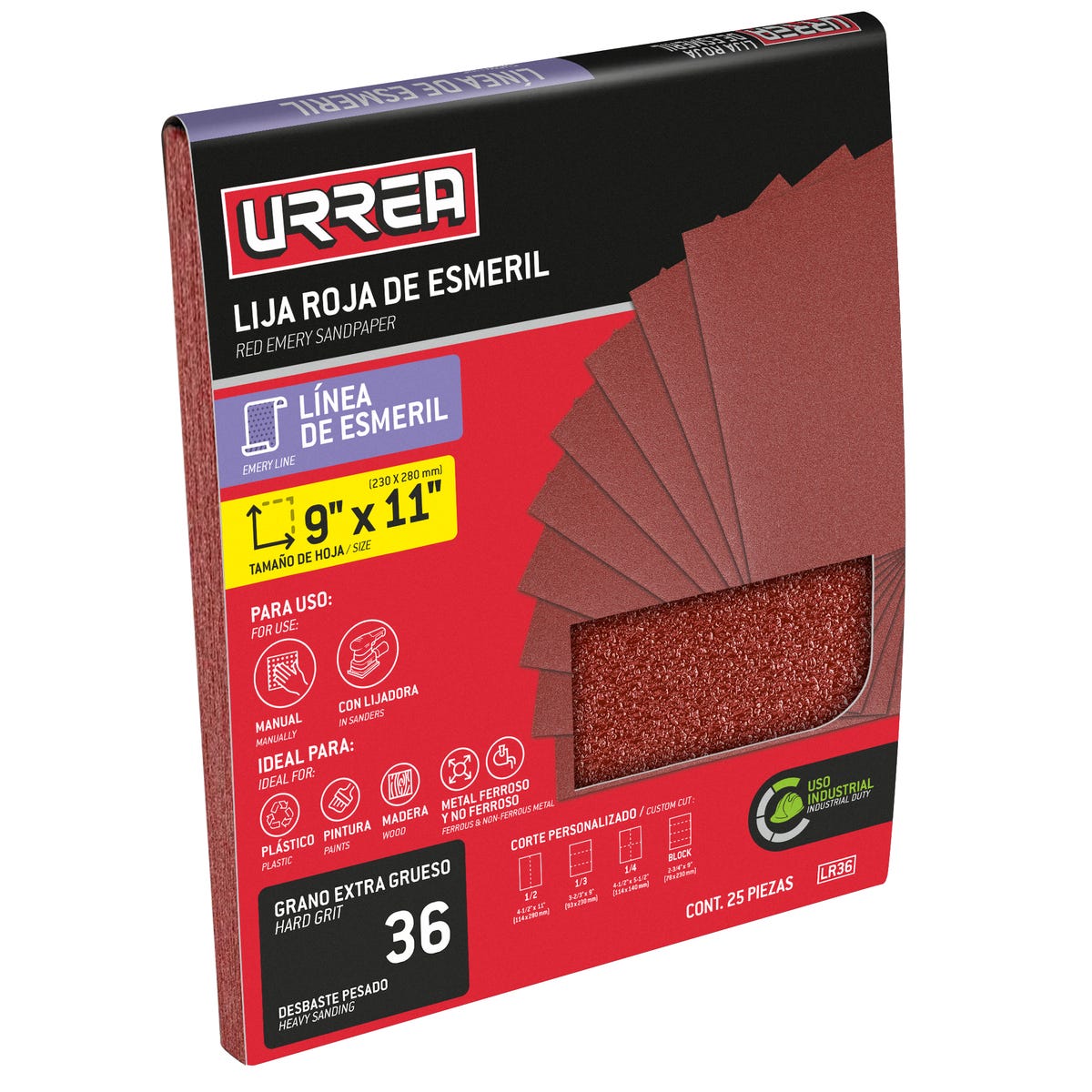 Lija roja para esmeril, grano 36 Urrea LR36 - imagen 4