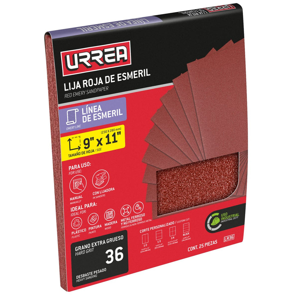 Lija roja para esmeril, grano 36 Urrea LR36 - imagen 4