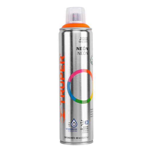 Pintura en aerosol, naranja neón, bote esbelto, 400 ml Truper PAF-NA
