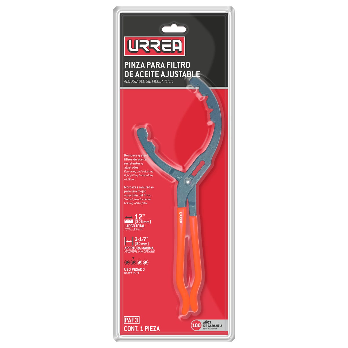 Pinza ajustable para filtros de aceite 2-7/8" a 7" de 16" Urrea PAF7 - imagen 3