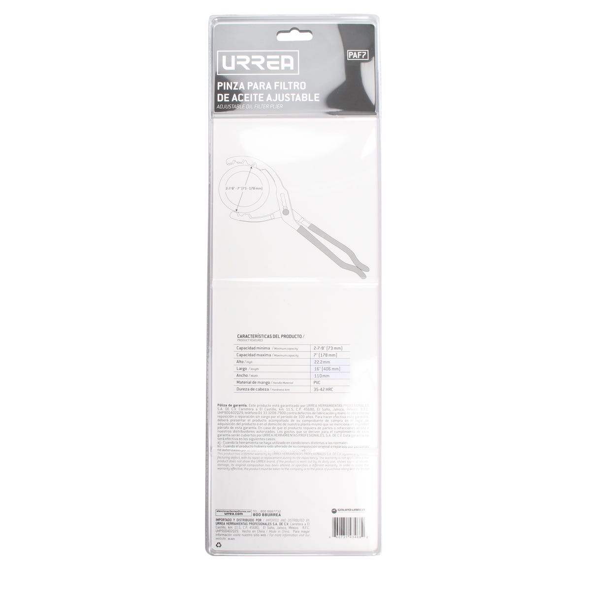 Pinza ajustable para filtros de aceite 2-7/8" a 7" de 16" Urrea PAF7 - imagen 5