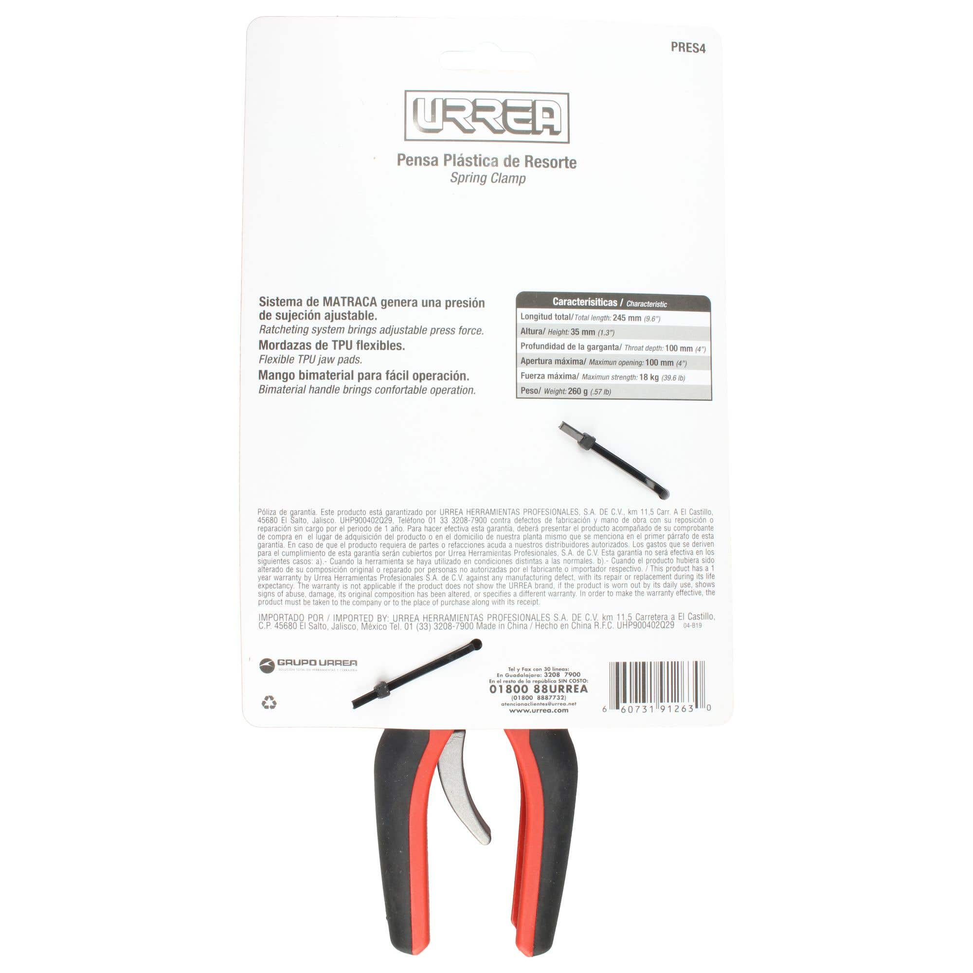 Prensa plástica de resorte Quick Release 4" Urrea PRES4 - imagen 6