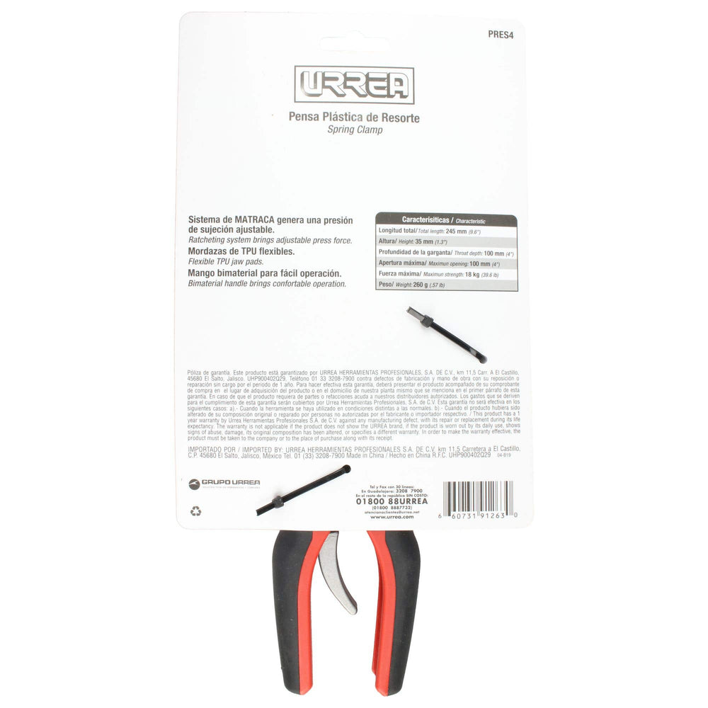 Prensa plástica de resorte Quick Release 4" Urrea PRES4 - imagen 6