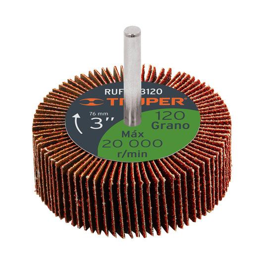 Rueda flap de 3", grano 120 Truper RUFLA-3120