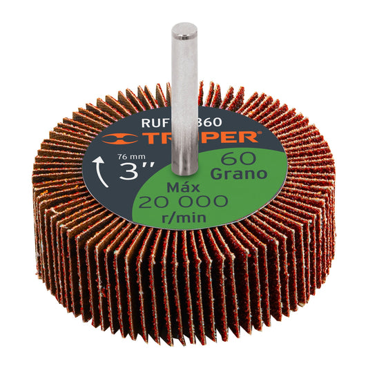 Rueda flap de 3", grano 60 Truper RUFLA-360