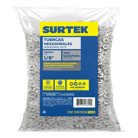 Tuerca hexagonal tipo sakamura 1/8", 1000 piezas Surtek THS18 – imagen 2