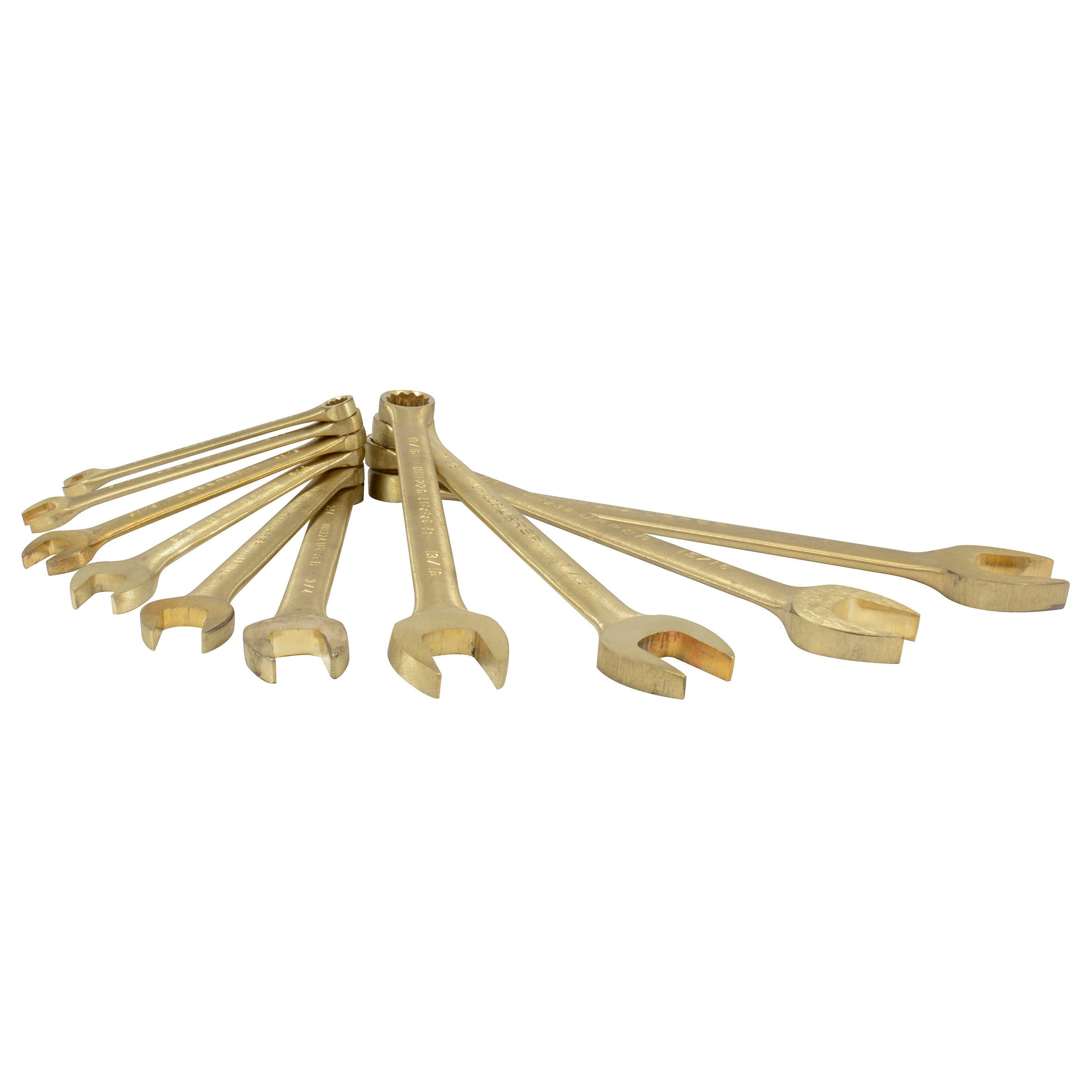 Juego de llaves combinadas de bronce-aluminio antichispa en pulgadas, 12 puntas, 10 piezas Urrea UH1200G - imagen 2