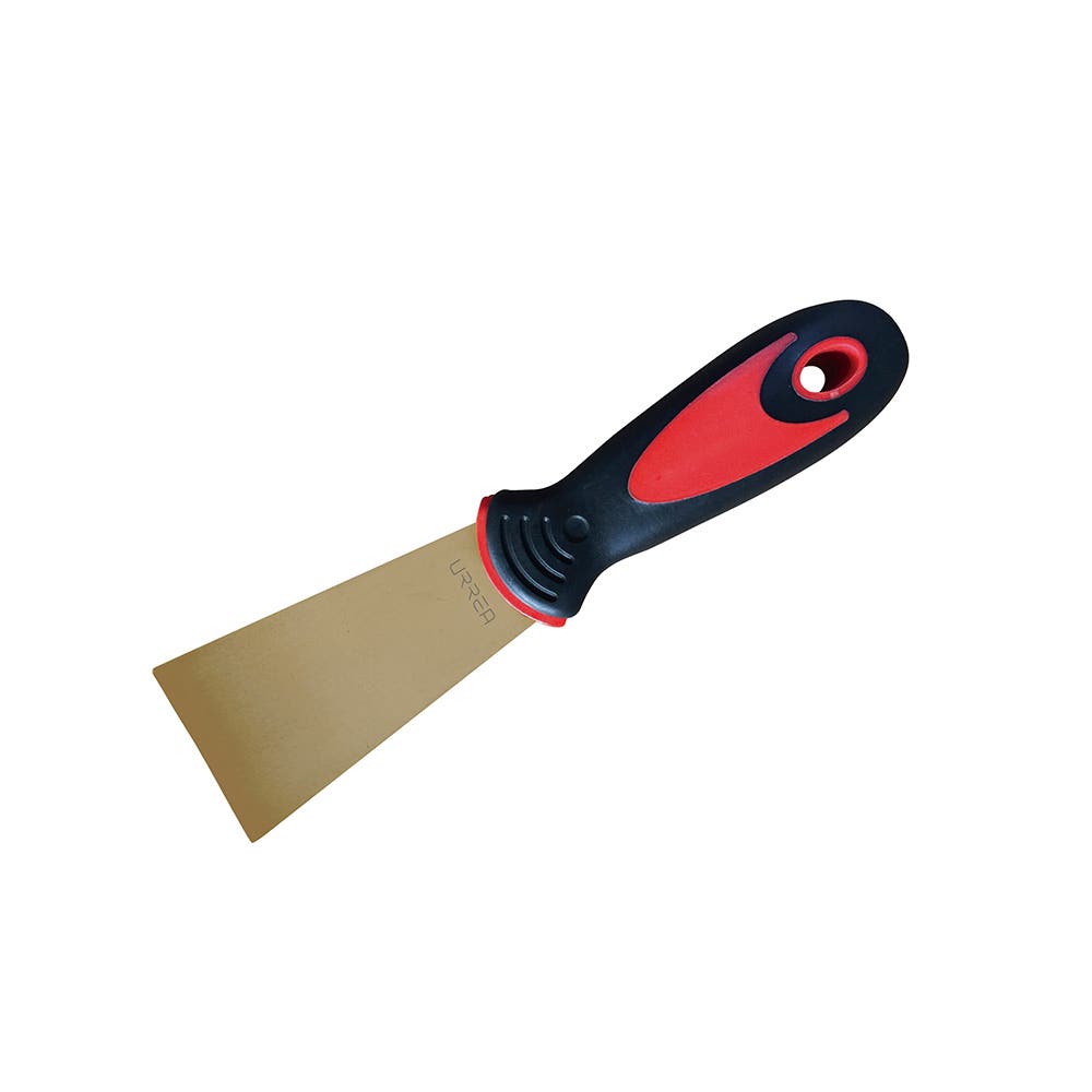Espátula de bronce-aluminio antichispa con mango bimaterial 3" x 3-1/2" Urrea UH653