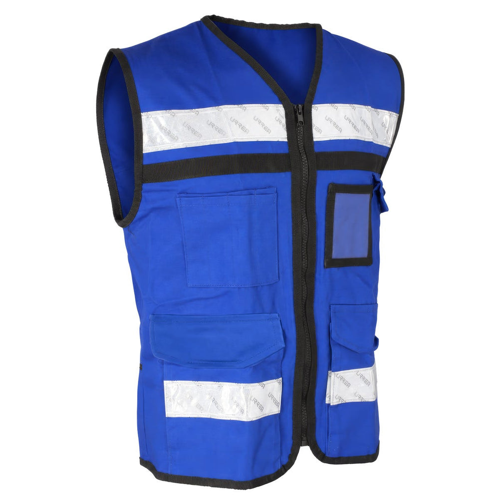 Chaleco de seguridad tipo supervisor cerrado con reflejante azul M Urrea USCH21