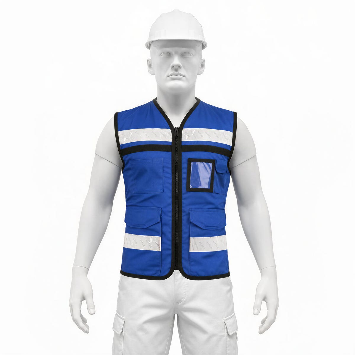 Chaleco de seguridad tipo supervisor cerrado con reflejante azul M Urrea USCH21 - imagen 6