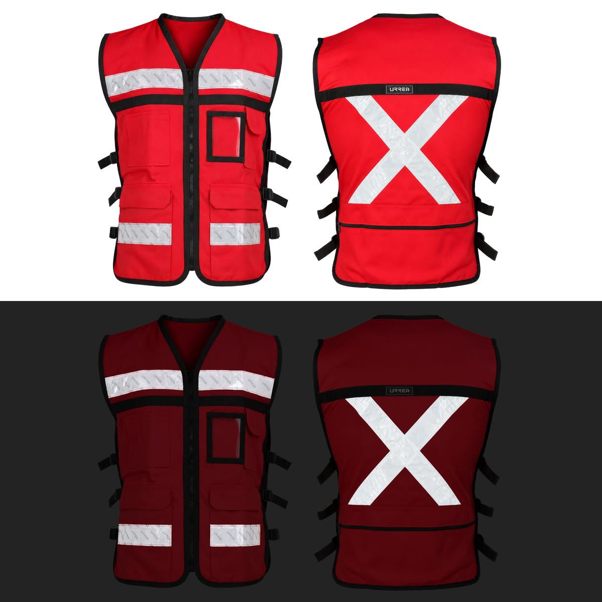 Chaleco de seguridad tipo supervisor abierto con reflejante rojo M Urrea USCH31 - imagen 3