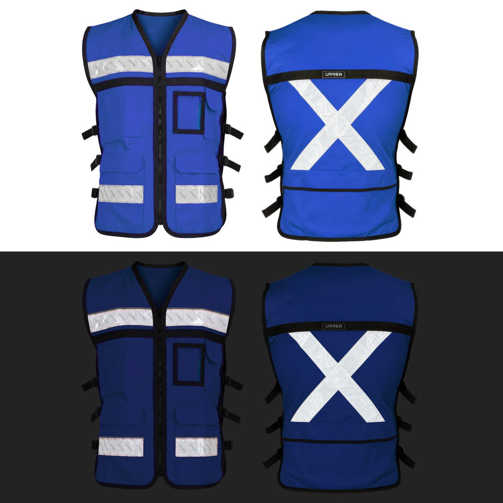 Chaleco de seguridad tipo supervisor abierto con reflejante azul M Urrea USCH41 - imagen 3