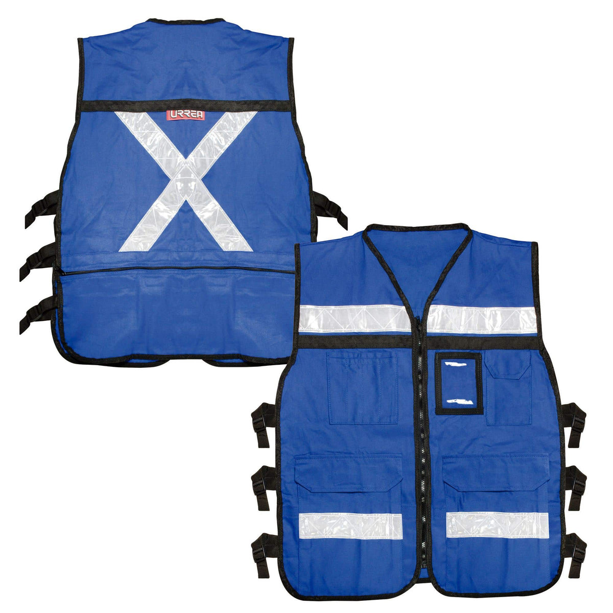 Chaleco de seguridad tipo supervisor abierto con reflejante azul G Urrea USCH42