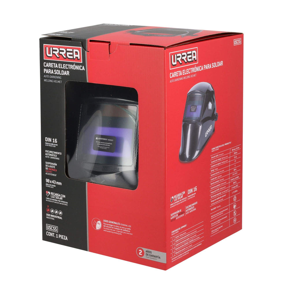 Careta eléctronica para soldar, visión 98 x 43, diseño fibra de vidrio Urrea USCS5 - imagen 5