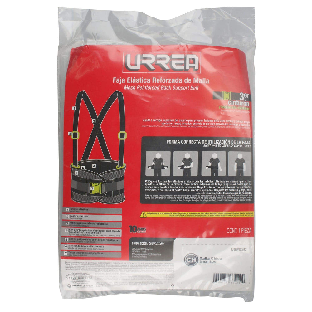 Faja con doble malla reforzada con hebillas de alta visibilidad CH Urrea USF03C - imagen 3