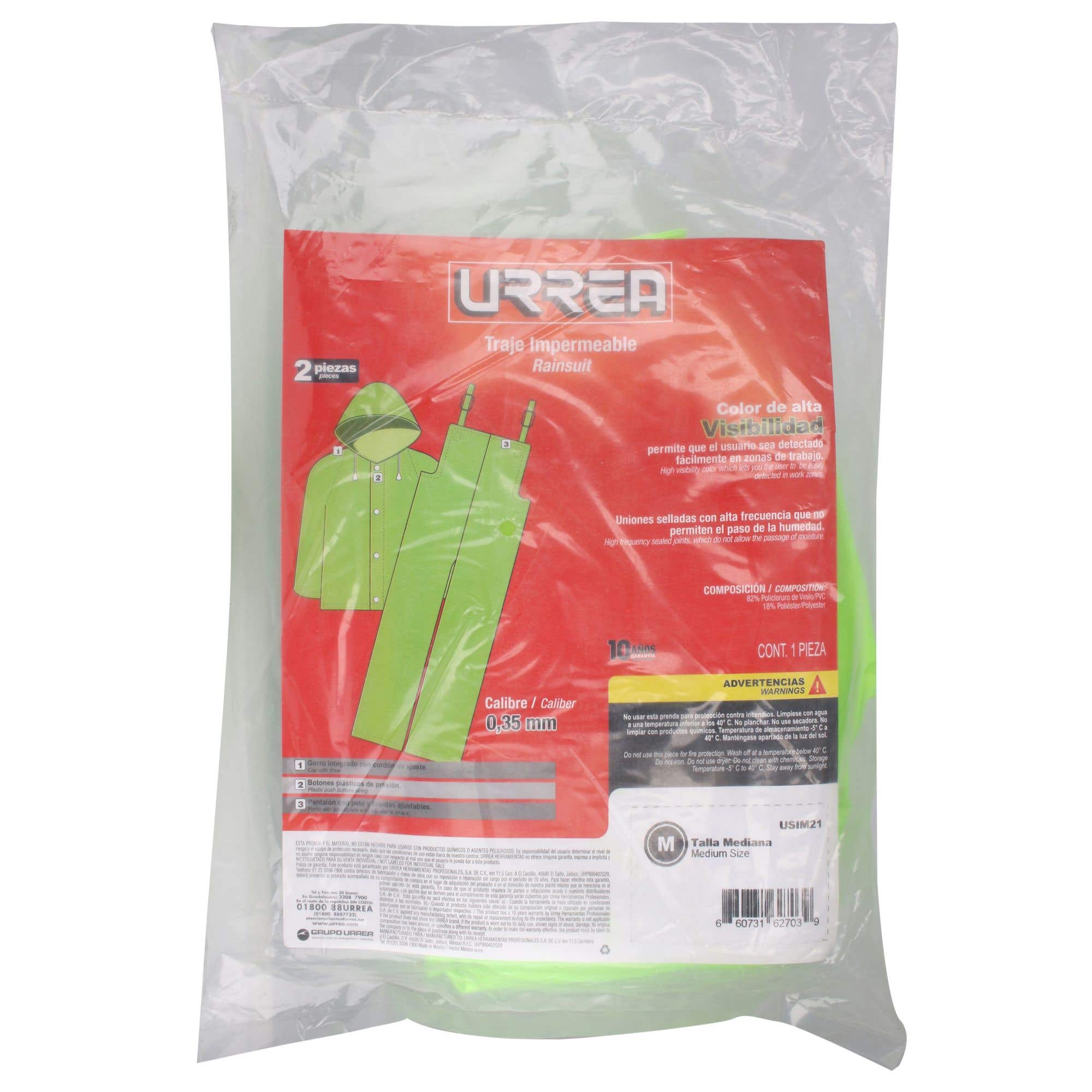 Traje impermeable de alta visibilidad M, 2 piezas Urrea USIM21 - imagen 6