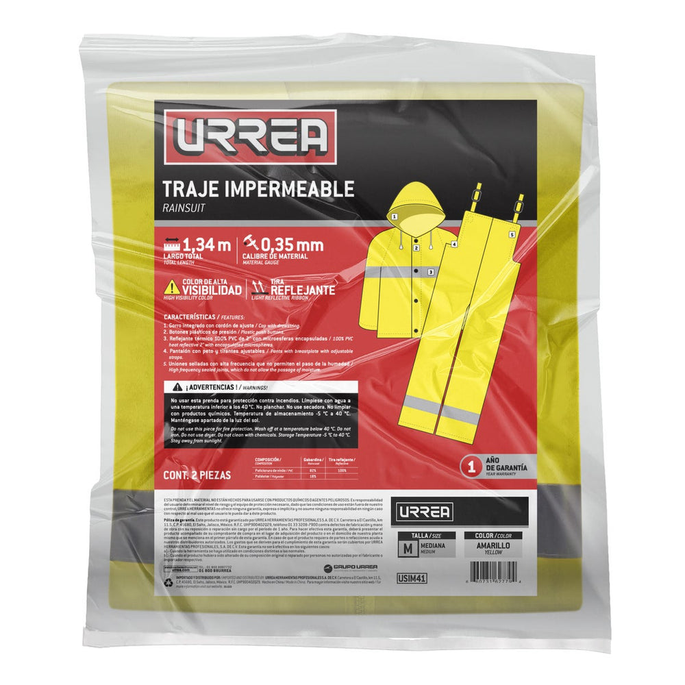 Traje impermeable con reflejante térmico M, 2 piezas Urrea USIM41 - imagen 4