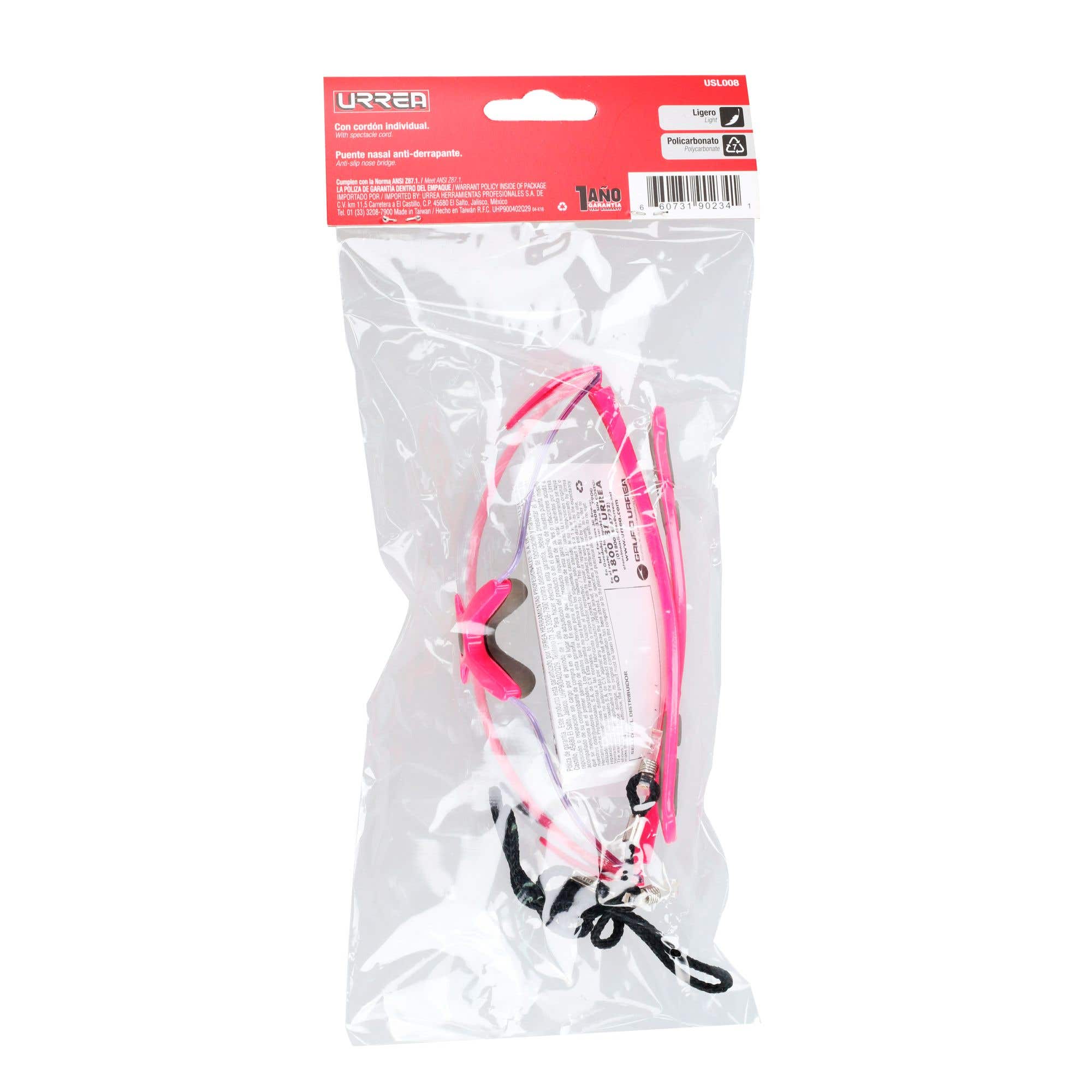 Lentes de seguridad modelo Orión, transparentes con rosa Urrea USL008 - imagen 4
