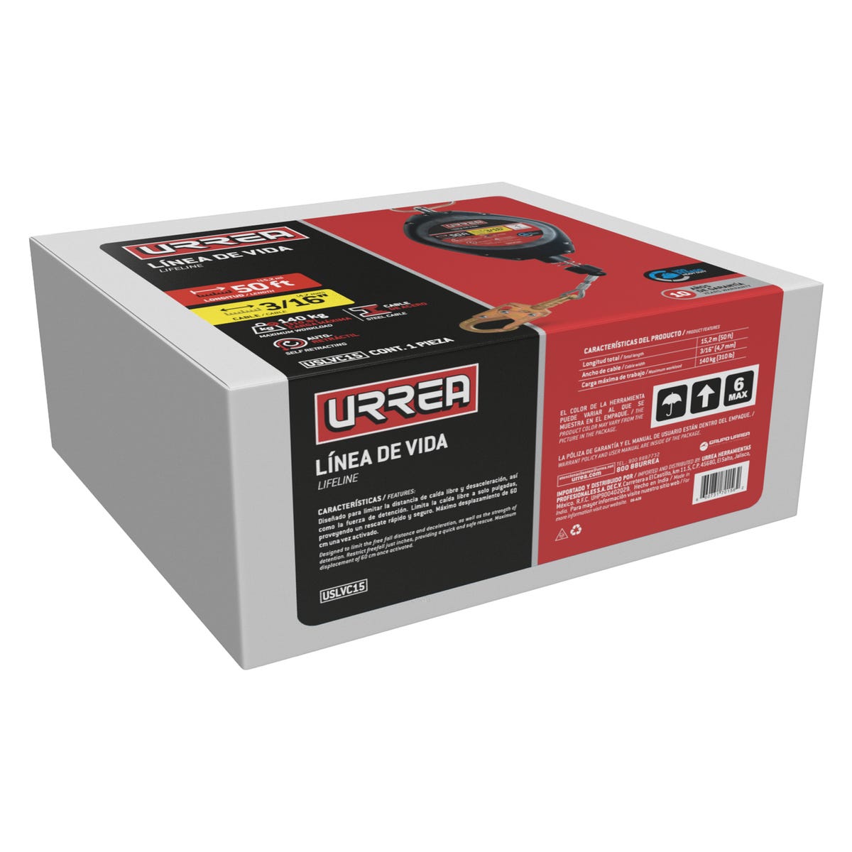 Línea de vida auto retráctil de cable 50 ft Urrea USLVC15 - imagen 2