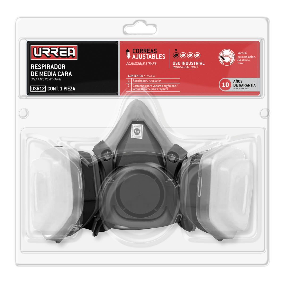 Mascarilla respirador media cara 2 filtros Urrea USR12 - imagen 2