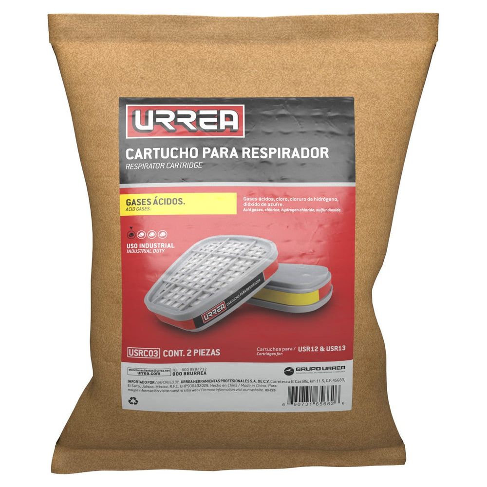 Cartucho para respirador con protección para gases ácidos Urrea USRC03 - imagen 2