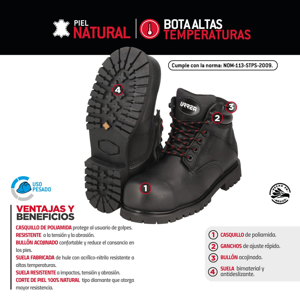 Botas de seguridad para altas temperaturas con casquillo de poliamida #29 cm Urrea USZH9 - imagen 5