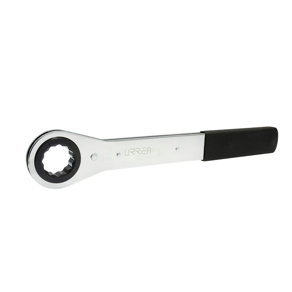 Llave de estrías pulido espejo plana de matraca en pulgadas, 12 puntas, 1-1/2" Urrea WER48