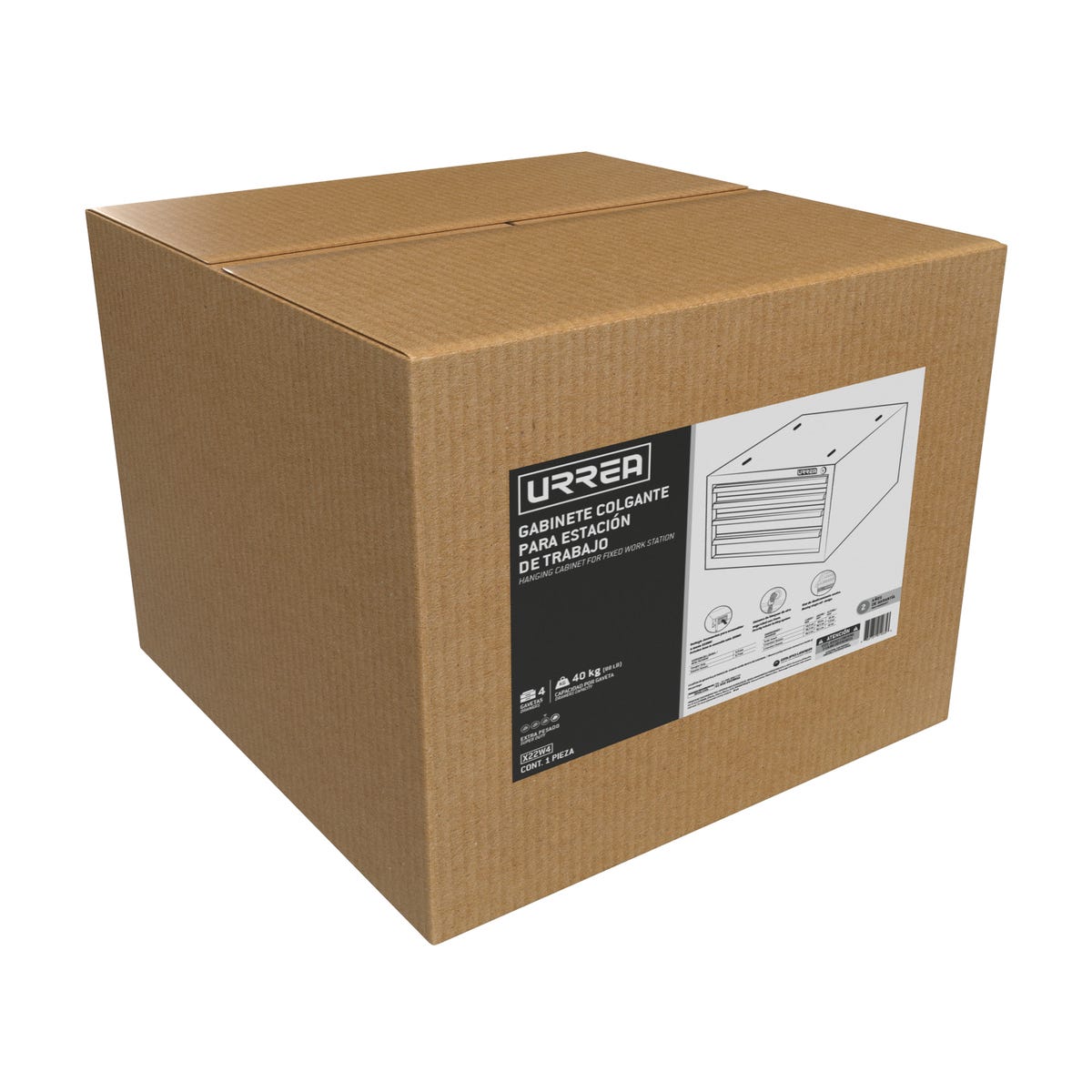 Gabinete para estación de trabajo 4 gavetas serie X 22" Urrea X22W4 - imagen 3