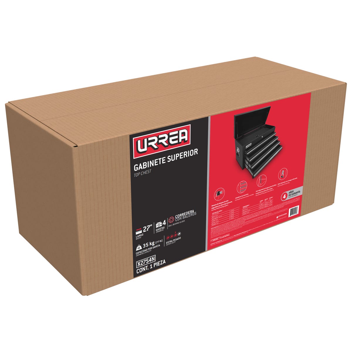 Gabinete superior 4 gavetas color negro serie X 27" Urrea X27S4N - imagen 3
