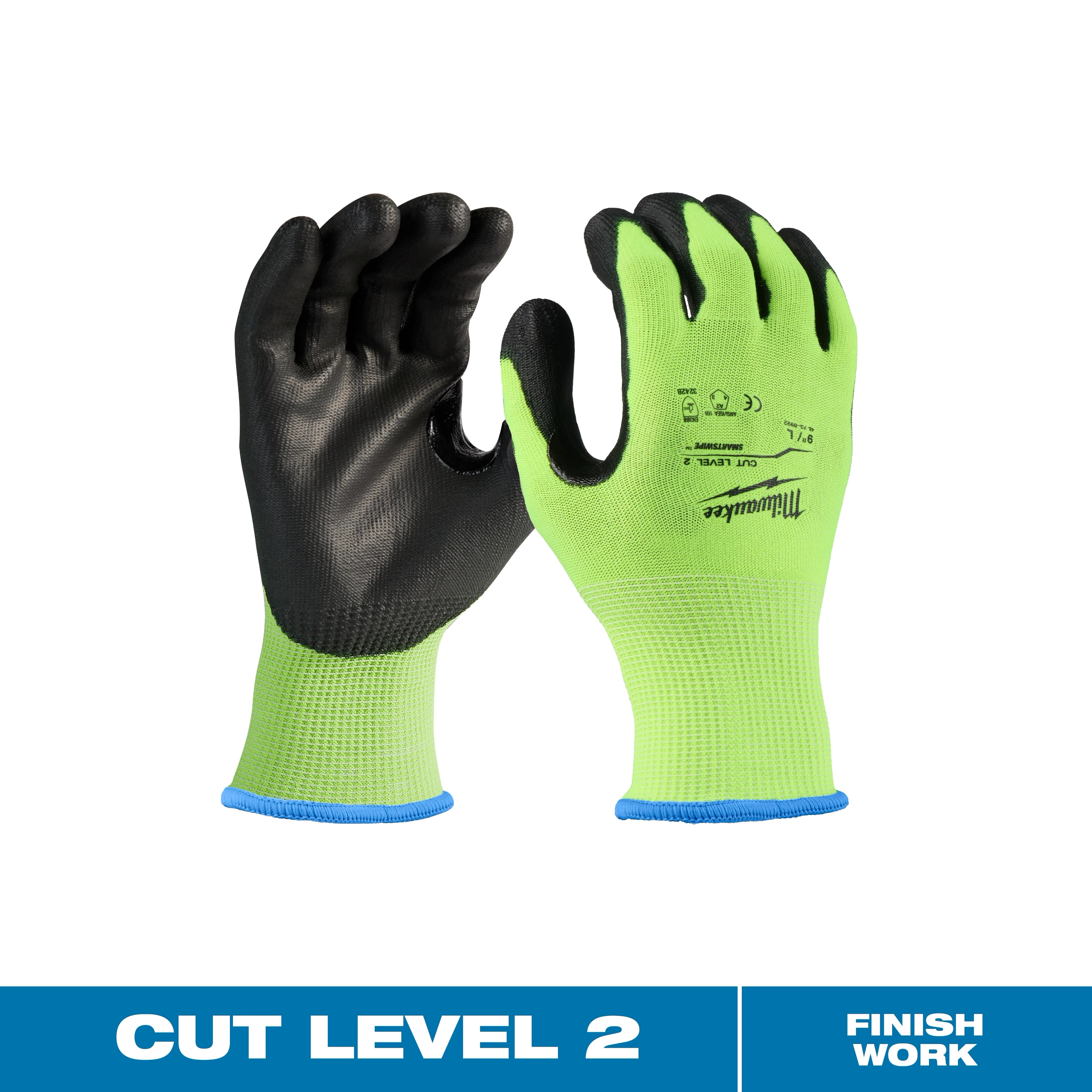 Guantes de corte de alta visibilidad nivel 2 bañados en poliuretano - XXL Milwaukee 48-73-8924 - imagen 2