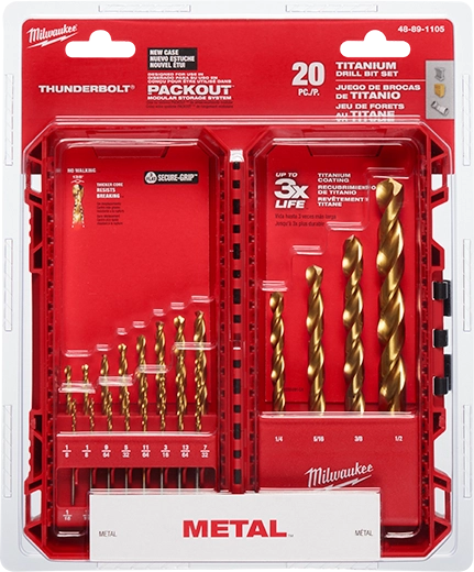 Juego de brocas de titanio THUNDERBOLT® de 20 piezas Milwaukee 48-89-1105 - imagen 2