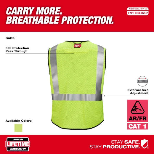 Chaleco de seguridad de malla amarilla de gran visibilidad clase 2 AR/FR Cat. 1: 2XL/3XL Milwaukee 48-73-5203 - imagen 4