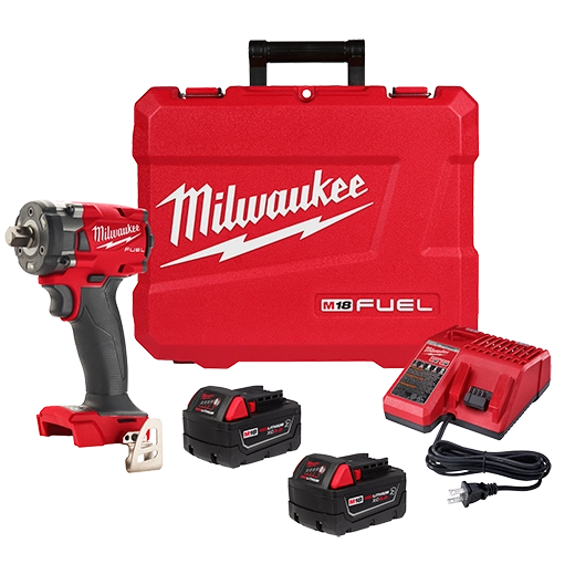 Kit de llave de impacto compacta M18 FUEL™ de 1/2" con retención de pasador Milwaukee 2855P-22R