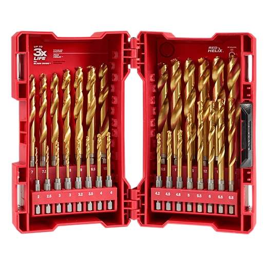 Juego de brocas de titanio métricas SHOCKWAVE Impact Duty™ RED HELIX™ de 29 piezas Milwaukee 48-89-4862 - imagen 2