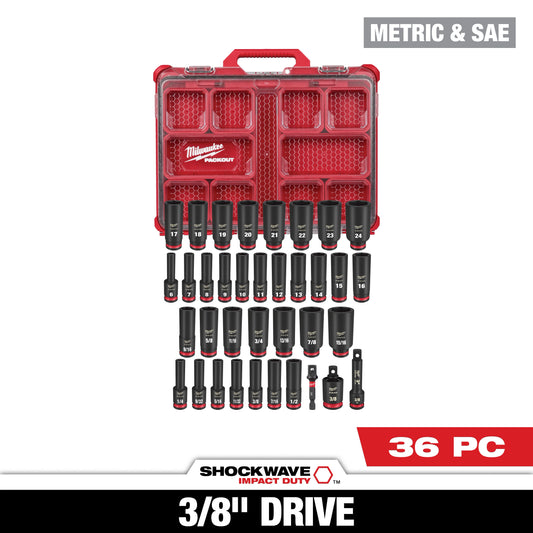 Juego de 36 dados de impacto SHOCKWAVE™ cuadro 3/8" y 1/2" con estuche PACKOUT™ Milwaukee 49-66-6805 – imagen 2