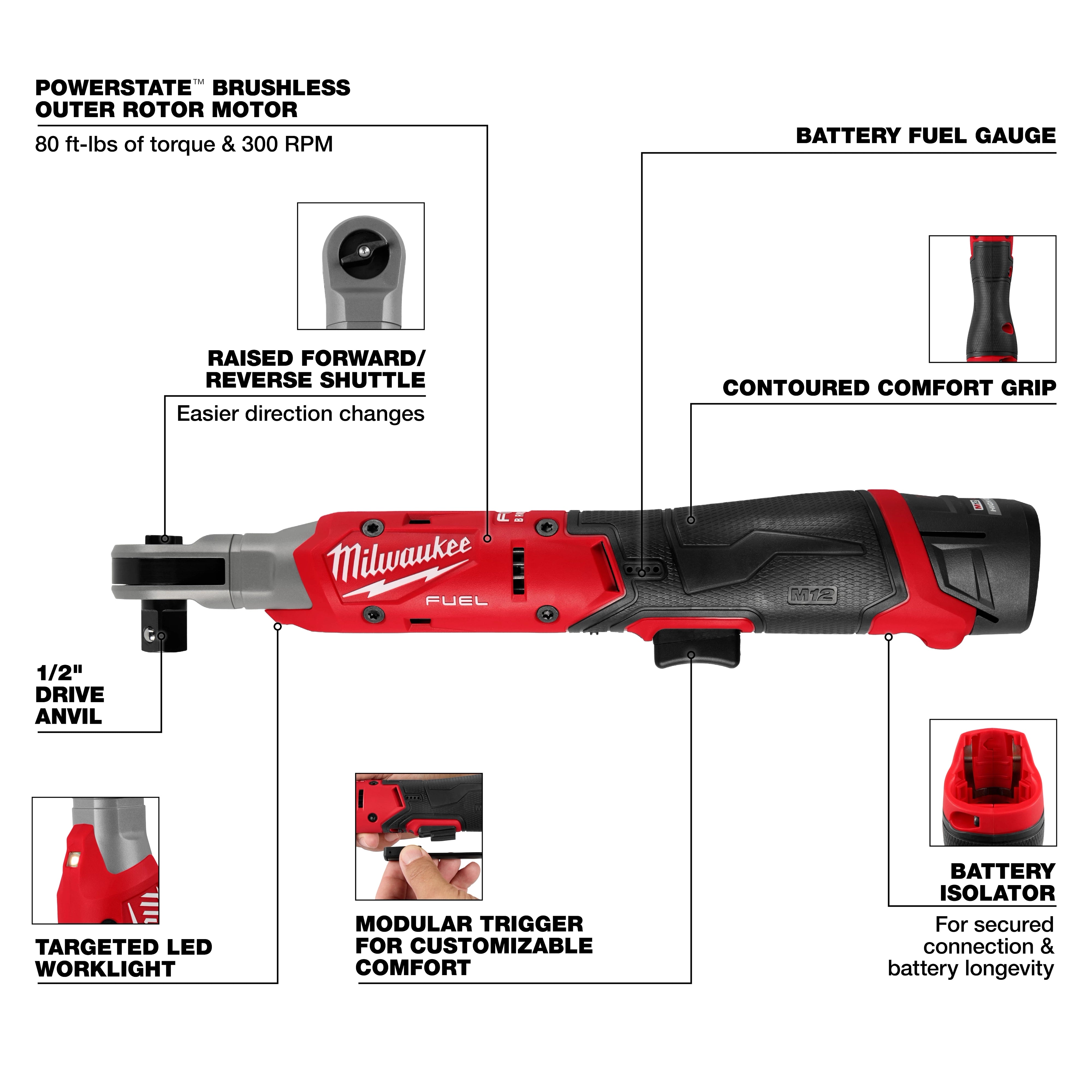 Kit de trinquete M12 FUEL™ de 1/2" Milwaukee 3054-21 - imagen 4