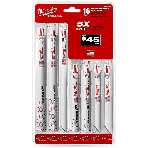 Juego de seguetas bimetálicas para cortar metal SAWZALL® (16 piezas) Milwaukee 49-22-1216