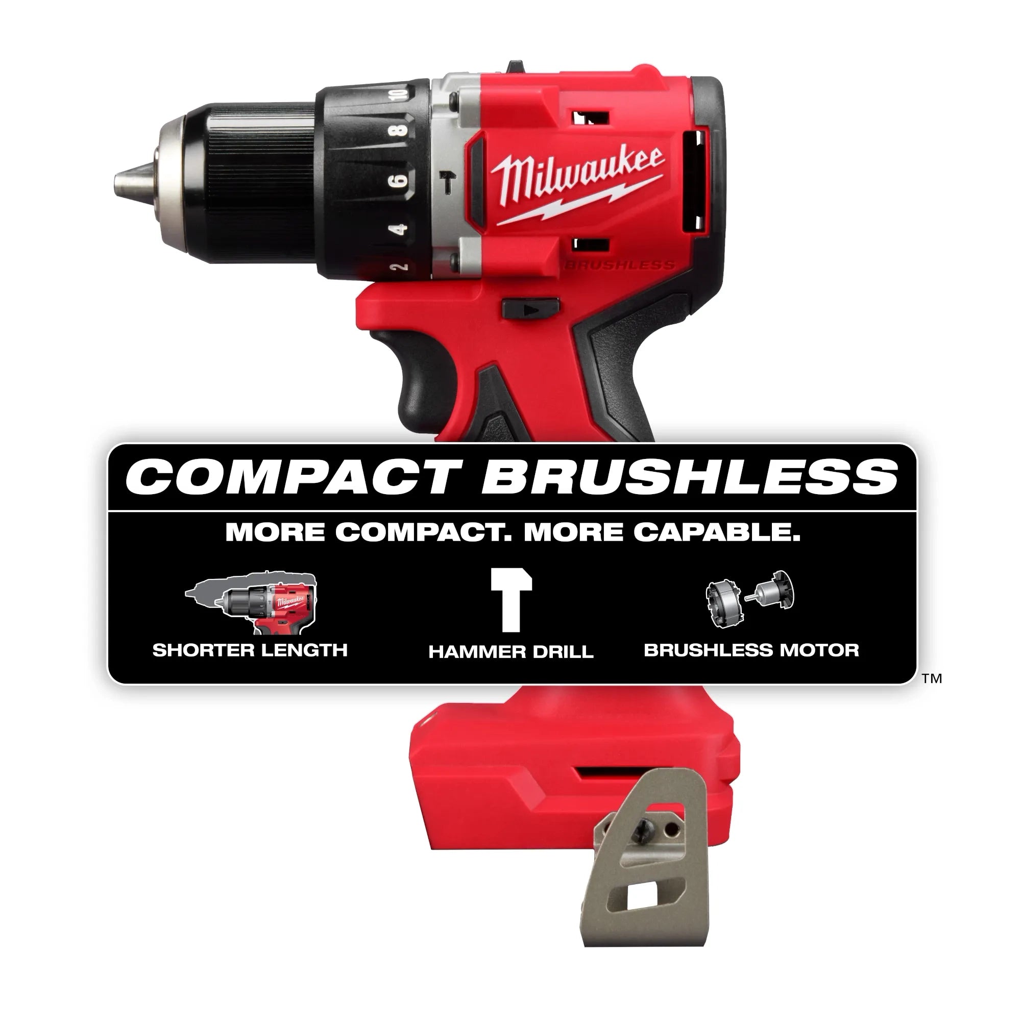 Taladro percutor/destornillador compacto sin escobillas M18™ de 1/2" Milwaukee 3602-20 - imagen 2