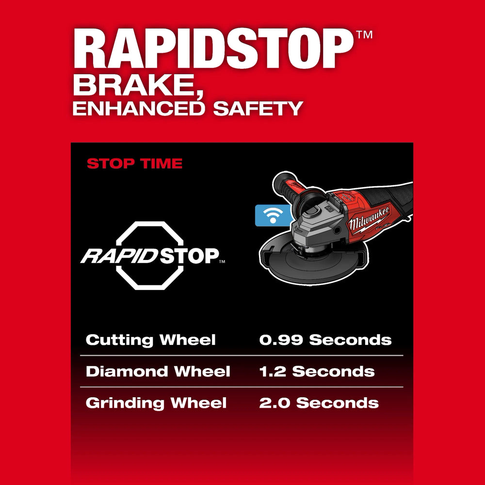 Kit de rectificadora con freno de velocidad variable M18 FUEL™ de 4-1/2"-6" con interruptor de paleta y ONE-KEY™ Milwaukee 3672-22 - imagen 6