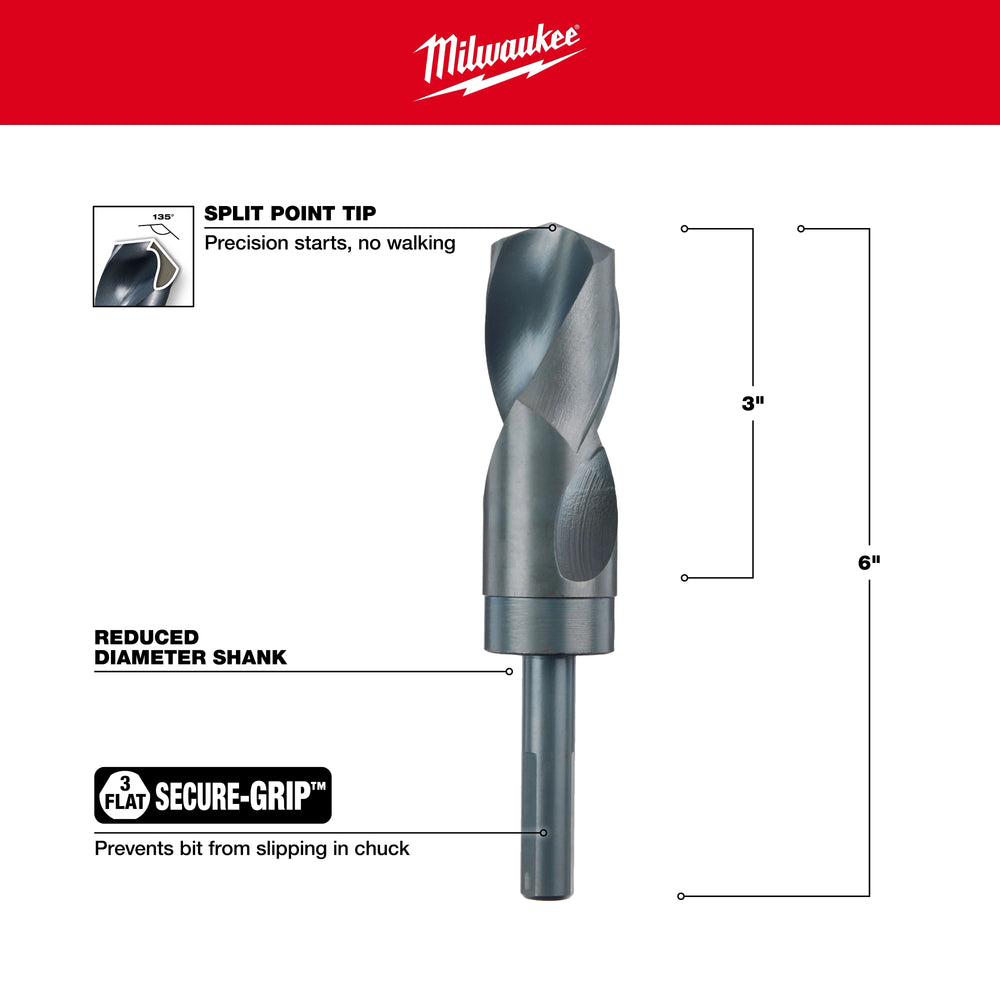 Broca con acabado de óxido negro S&D de 1-1/4" Milwaukee 48-89-2758 - imagen 4