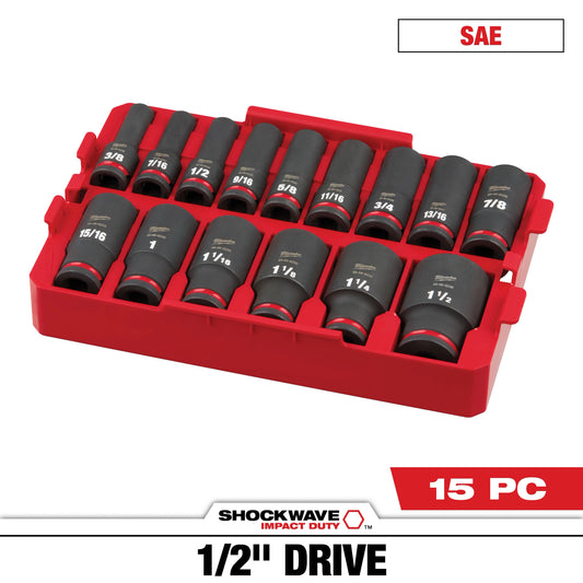Juego de dados SHOCKWAVE Impact-Duty 1/2 " SAE 15PZ Milwaukee 49-66-6817 - imagen 2