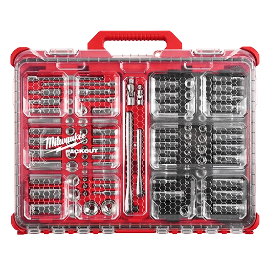 Juego de 106 piezas de llave de trinquete y cubo métrico y SAE de 1/4" y 3/8" con organizador de perfil bajo PACKOUT™ Milwaukee 48-22-9486 - imagen 2