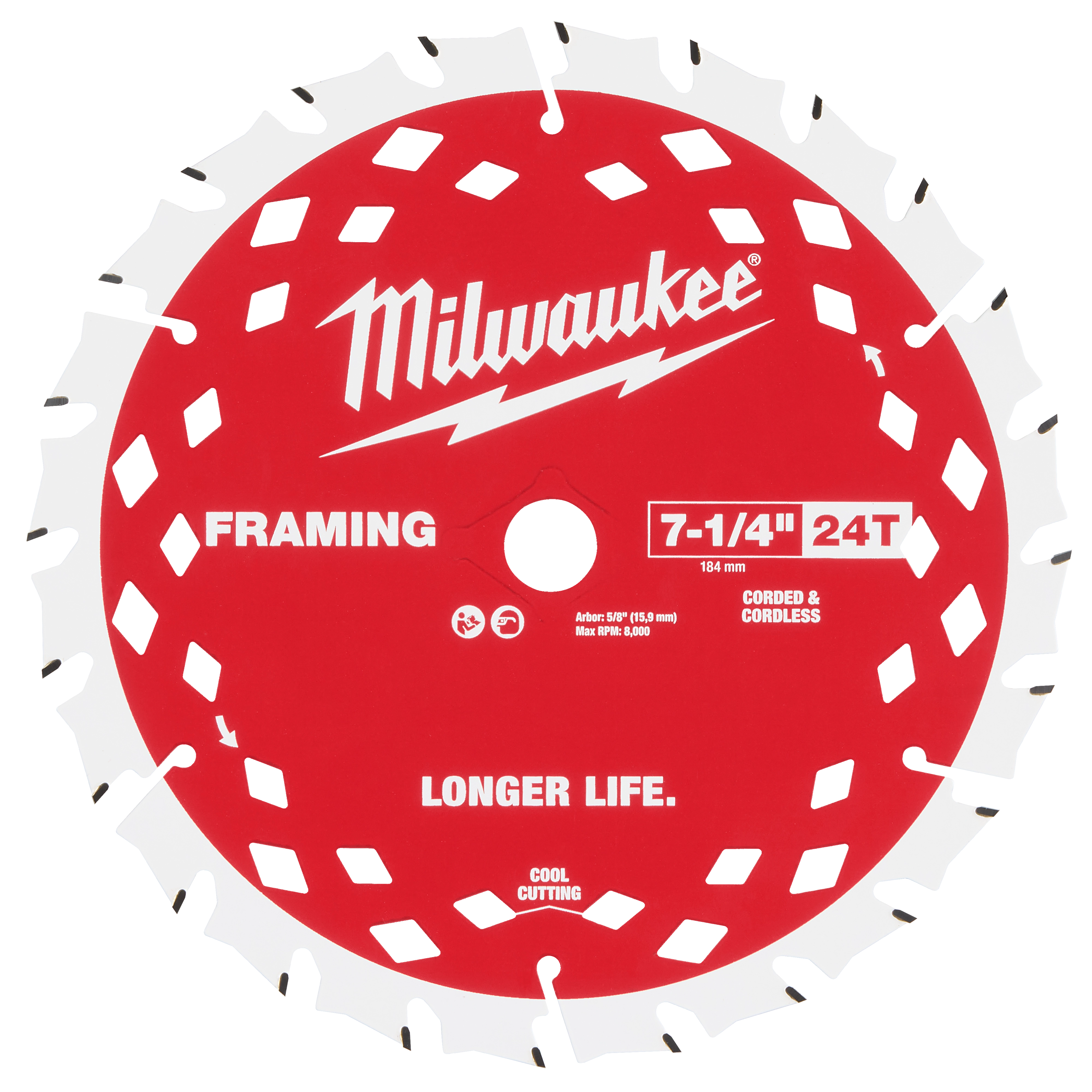 Hojas de sierra circular para enmarcado de 7-1/4" y 24 T, al por mayor, 10 unidades Milwaukee 48-41-0720