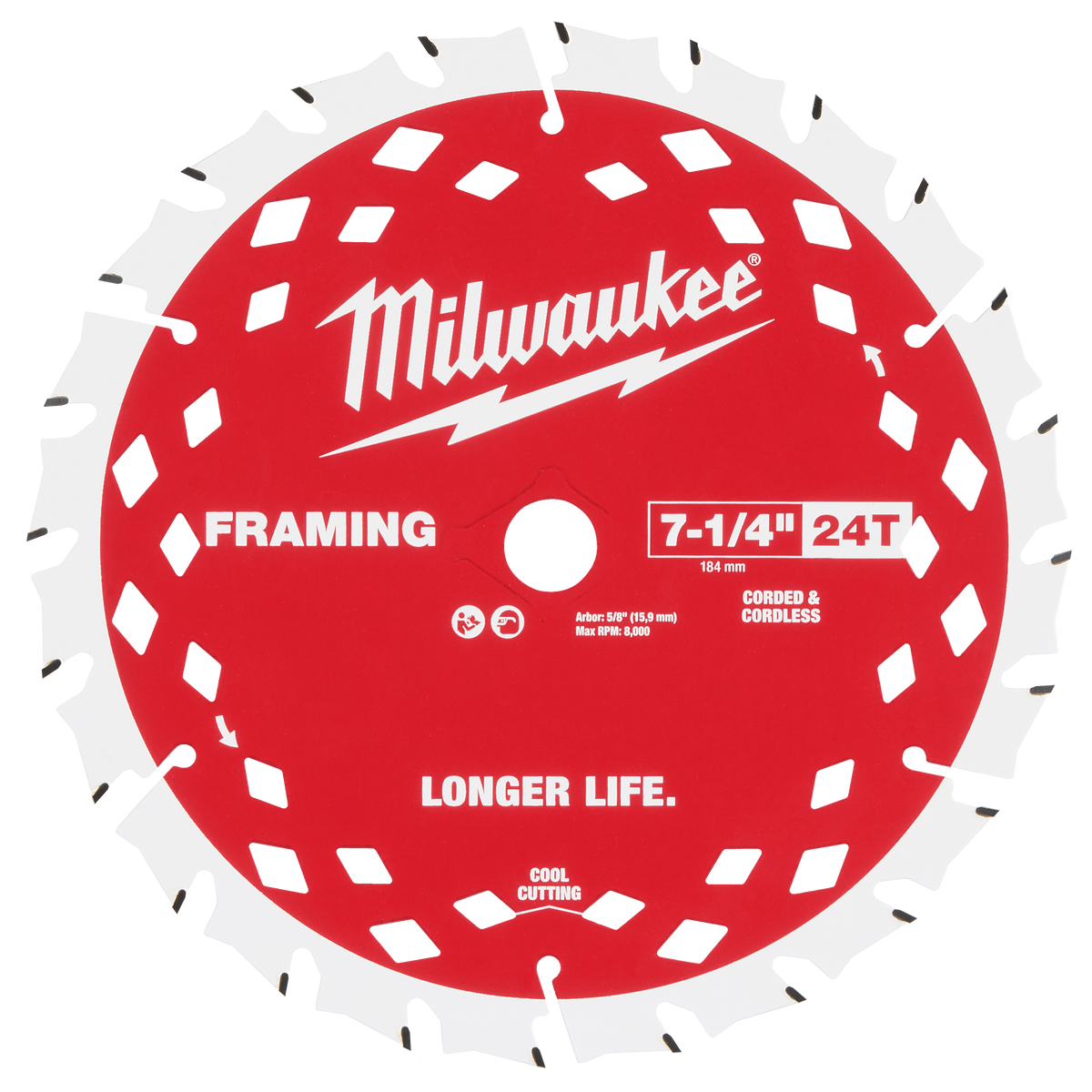 Hojas de sierra circular para enmarcado de 7-1/4" y 24 T, al por mayor, 10 unidades Milwaukee 48-41-0720