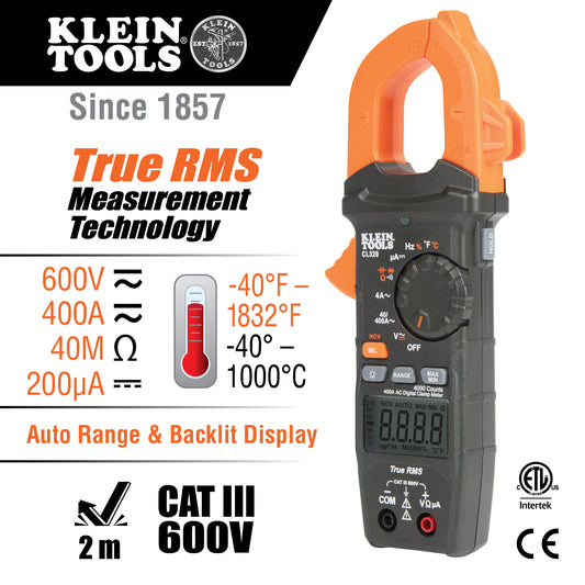 Multímetro de gancho 400 A CA+Temperatur Klein Tools CL320 – imagen 2