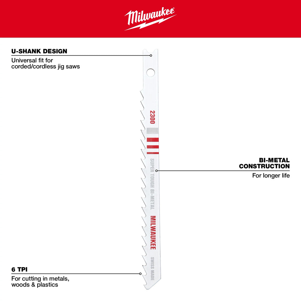 Selección de madera y metal con vástago en U (paquete por 5) Milwaukee 49-22-1168 - imagen 6